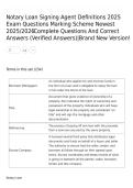 Notary Loan Signing Agent Definitions 2025 Exam Questions Marking Scheme Newest 2025-2026 Complete Q&period;