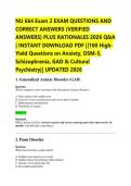 NU 664 Exam 2 EXAM QUESTIONS AND &NewLine;CORRECT ANSWERS &lpar;VERIFIED &NewLine;ANSWERS&rpar; PLUS RATIONALES 2026 Q&A &NewLine;&vert; INSTANT DOWNLOAD PDF &vert;&vert;100 High&NewLine;Yield Questions on Anxiety&comma; DSM-5&comma; &NewLine;Schizophrenia&comma; GAD & Cultural &NewLine;Psychiatry&vert;&vert; UPDATED 2026