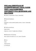 NUR 2063 ESSENTIALS OF&NewLine;PATHOPHYSIOLOGY FINAL PAPER&NewLine;TEST 2 2026 RASMUSSEN&NewLine;UNIVERSITY FULL QUESTIONS AND&NewLine;SOLUTIONS