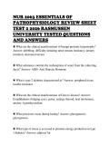 NUR 2063 ESSENTIALS OF&NewLine;PATHOPHYSIOLOGY REVIEW SHEET&NewLine;TEST 2 2026 RASMUSSEN&NewLine;UNIVERSITY TESTED QUESTIONS&NewLine;AND ANSWERS&NewLine;