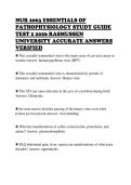 NUR 2063 ESSENTIALS OF&NewLine;PATHOPHYSIOLOGY STUDY GUIDE&NewLine;TEST 2 2026 RASMUSSEN&NewLine;UNIVERSITY ACCURATE ANSWERS&NewLine;VERIFIED&NewLine;