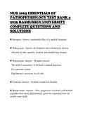 NUR 2063 ESSENTIALS OF&NewLine;PATHOPHYSIOLOGY TEST BANK 2&NewLine;2026 RASMUSSEN UNIVERSITY&NewLine;COMPLETE QUESTIONS AND&NewLine;SOLUTIONS&NewLine;