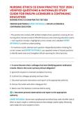 NURSING ETHICS CE EXAM PRACTICE TEST 2026 &vert; VERIFIED QUESTIONS & RATIONALES STUDY GUIDE FOR RN&sol;LPN LICENSURE & CONTINUING EDUCATION