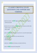 CLASSICS 2300 FINAL EXAM&NewLine;QUESTIONS AND ANSWERS 2026&NewLine;VERIFIED&period;