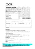 OCR A Level in Design and Technology&colon; Design Engineering Problem Solving in &NewLine;Design Engineering   &lpar;H404&sol;02&rpar; Question Paper And Mark Scheme  &NewLine;