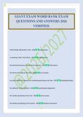 GIANT EXAM WORD BANK EXAM&NewLine;QUESTIONS AND ANSWERS 2026&NewLine;VERIFIED&period;