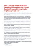 HCD 330 Exam Newest 2025&sol;2026 Complete All Questions And Correct Detailed Answers &vert;Already Graded A&plus;&vert;&vert;Already Graded A&plus;