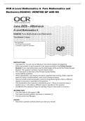OCR A Level Mathematics A  Pure Mathematics and &NewLine;Mechanics&lpar;H240&sol;03&rpar; VERIFIED QP AND MS 