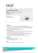 OCR A Level Mathematics B  Pure Mathematics and Mechanics &NewLine;&lpar;H640&sol;01&rpar; Question Paper and Mark Scheme  2026