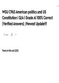 WGU C963 American politics and US Constitution &vert; Q&sol;A &vert; Grade A&vert; 100&percnt; Correct &lpar;Verified Answers&rpar; &sol;Newest Update&excl;&excl;&excl;