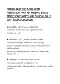 NUR1025 QUIZ TEST 1 2026 EXAM&NewLine;PREPARATION PACK KEY NURSING BASICS&NewLine;PATIENT CARE SAFETY AND CLINICAL SKILLS&NewLine;WITH SAMPLE QUESTIONS