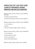 NUR1025 QUIZ TEST 1 2026 STUDY GUIDE&NewLine;COMPLETE FUNDAMENTAL NURSING&NewLine;PRINCIPLES AND PRACTICE QUESTIONS&NewLine;