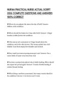NUR166 PRACTICAL NURSE ACTUAL SCRIPT&NewLine;2026 COMPLETE QUESTIONS AND ANSWERS&NewLine;100&percnt; CORRECT&NewLine;