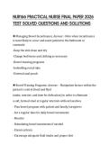 NUR166 PRACTICAL NURSE FINAL PAPER 2026&NewLine;TEST SOLVED QUESTIONS AND SOLUTIONS&NewLine;