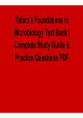 Talaro&rsquo;s Foundations in Microbiology Test Bank Complete Study Guide and Practice Questions PDF Comprehensive Review 2025&sol; 2026 with Solution for Exam Success and Mastery