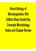Brock Biology of Microorganisms 16th Edition Study Guide Key Concepts Microbiology Notes and Chapter Review Comprehensive 2025&sol; 2026 with Solution for Exam Success and Mastery
