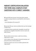 NUR2407 CERTIFICATION EVALUATION&NewLine;TEST PAPER 2026 COMPLETE STUDY&NewLine;QUESTIONS WITH CORRECT ANSWERS&NewLine;