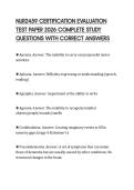 NUR2459 CERTIFICATION EVALUATION&NewLine;TEST PAPER 2026 COMPLETE STUDY&NewLine;QUESTIONS WITH CORRECT ANSWERS