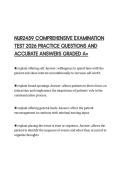 NUR2459 COMPREHENSIVE EXAMINATION&NewLine;TEST 2026 PRACTICE QUESTIONS AND&NewLine;ACCURATE ANSWERS GRADED A&plus;
