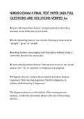 NUR2513 EXAM 4 FINAL TEST PAPER 2026 FULL&NewLine;QUESTIONS AND SOLUTIONS VERIFIED A&plus;