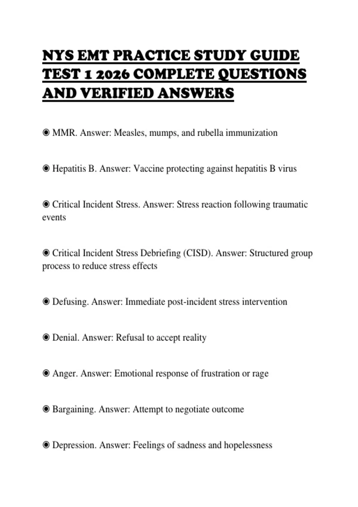 NYS EMT PRACTICE STUDY GUIDE TEST 1 2026 COMPLETE QUESTIONS AND ...