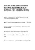 NUR2755 CERTIFICATION EVALUATION&NewLine;TEST PAPER 2026 COMPLETE STUDY&NewLine;QUESTIONS WITH CORRECT ANSWERS&NewLine;