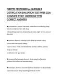NUR2790 PROFESSIONAL NURSING III&NewLine;CERTIFICATION EVALUATION TEST PAPER 2026&NewLine;COMPLETE STUDY QUESTIONS WITH&NewLine;CORRECT ANSWERS