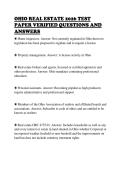 OHIO REAL ESTATE 2026 TEST&NewLine;PAPER VERIFIED QUESTIONS AND&NewLine;ANSWERS&NewLine;