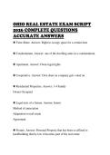 OHIO REAL ESTATE EXAM SCRIPT&NewLine;2026 COMPLETE QUESTIONS&NewLine;ACCURATE ANSWERS&NewLine;