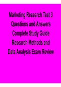 Marketing Research Test 3 Questions and Answers Complete Study Guide Research Methods and Data Analysis Exam Review Comprehensive 2025&sol; 2026 with Solution for Exam Success and Mastery