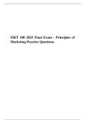 MKT 100 2025 Final Exam - Principles of Marketing Practice Questions