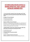 ATI MED SURG NEURO-SHOCK & BURNS PRACTICE TEST LATEST DETAILED ANSWER KEY
