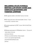 OKLAHOMA STATE FUNERAL&NewLine;SERVICE LAW STUDY GUIDE 2026&NewLine;COMPLETE QUESTIONS AND&NewLine;VERIFIED ANSWERS&NewLine;