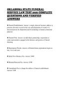 OKLAHOMA STATE FUNERAL&NewLine;SERVICE LAW TEST 2026 COMPLETE&NewLine;QUESTIONS AND VERIFIED&NewLine;ANSWERS
