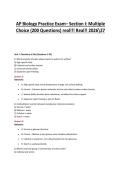 AP Biology Practice Exam&ndash; Section I&colon; Multiple&NewLine;Choice &lpar;200 Questions&rpar; real&excl;&excl;&excl; Real&excl;&excl; 202627