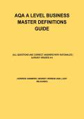 AQA A Level Business Master Definitions Guide &vert; Complete Key Terms & Concepts Revision Pack &lpar;2026&rpar;