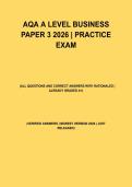 AQA A Level Business Paper 3 Practice Exam 2026 &vert; Synoptic Case Study &plus; Data Response Questions & Revision Guide