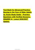 Test Bank for Advanced Practice &NewLine;Nursing in the Care of Older Adults &NewLine;2e&period; Exam Study Guide &ndash; Practice &NewLine;Questions with Verified Answers&period; &NewLine;GRADED A&plus;&period; Latest 2026&sol;2027 &NewLine;Update&period;