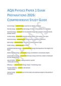 Test Bank For A&plus; Exam 2026 Latest Update &vert; AQA Physics Paper 1 Practice Questions & Answers