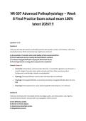 NR-507 Advanced Pathophysiology &ndash; Week&NewLine;8 Final Practice Exam actual exam 100&percnt;&NewLine;latest 2026&excl;&excl;&excl;&excl;