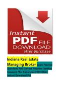 Indiana Real Estate Managing Broker Exam Practice Questions And Correct Answers &lpar;Verified Answers&rpar; Plus Rationales 2026 Q&A &vert; Instant Download Pdf&NewLine;