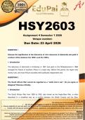 HSY2603 Assignment 4 &lpar;COMPLETE ANSWERS&rpar; Semester 1 2026 - DUE  April 2026