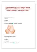 Maternity and Peds CPNRE Practice Questions and Correct Detailed Answers &lpar;Verified Answers&rpar; &vert; Already Graded A&plus; &vert; New Update 2026&sol;2027 
