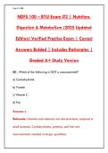 NDFS 100 BYU EXAM &num;2 PREP &ndash; 200&plus; PRACTICE QUESTIONS WITH RATIONALES &vert; NUTRITION&comma; DIGESTION & METABOLISM &lpar;2025 UPDATED EDITION&rpar;&NewLine;&NewLine;