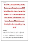 PSYC 140 FINAL EXAM STUDY GUIDE 2025 &ndash; 200&plus; PRACTICE QUESTIONS & RATIONALES &vert; LIFESPAN DEVELOPMENT &vert; PORTAGE LEARNING&NewLine;&NewLine;
