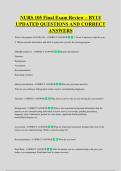 NURS 105 Final Exam Review &ndash; BYUI &NewLine;UPDATED QUESTIONS AND CORRECT &NewLine;ANSWERS