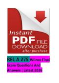 REL A 275 Wilcox Final Exam Questions And Answers &vert; Latest 2026