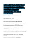 Wgu D570 Cognitive Psychology&colon; 2026 &NewLine;Complete Exam Questions & Correct &NewLine;Answers &ndash; Attention&comma; Memory Models&comma; &NewLine;Language&comma; Problem-Solving&comma; &NewLine;Consciuosness & Brain Function &NewLine;Latest Updated&excl;&excl; 
