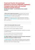 Travel and Tourism AS Level Exam Questions & Answers &lpar;2026&sol;2027 Updated&rpar; &vert; Complete Study Guide with Verified Solutions & Exam Practice