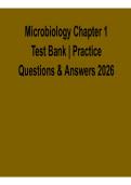 Microbiology Chapter 1 Test Bank &ndash; Practice Questions & Answers 2026&ndash;2027 Update Complete Study Guide & Exam Prep by &lbrack;Author Name&rsqb;